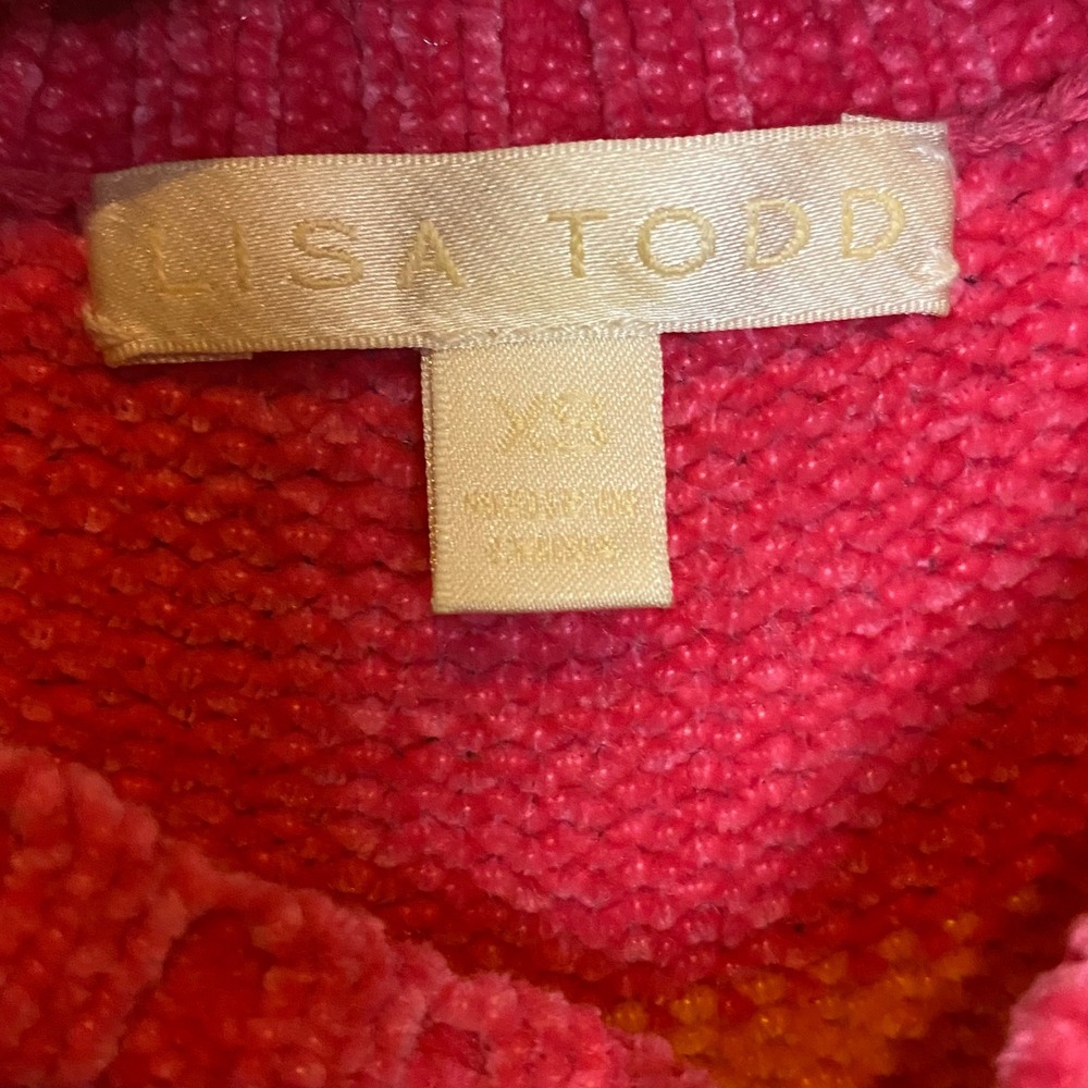 LISA TODD Striped Color Block Chenille Sweater Womens XS Colorful Cozy - Picture 3 of 7